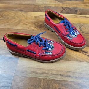 Gucci Red Boat Shoes Tiger Embroidered Loafers Luxury Designer Slip On Size 31